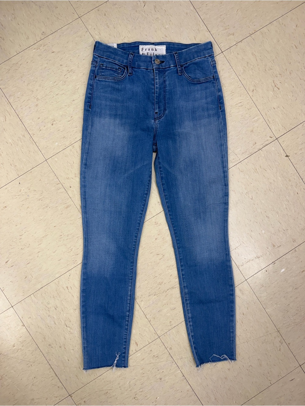 Frank & Eileen Mid-Blue High-Rise Cropped Skinny Jeans